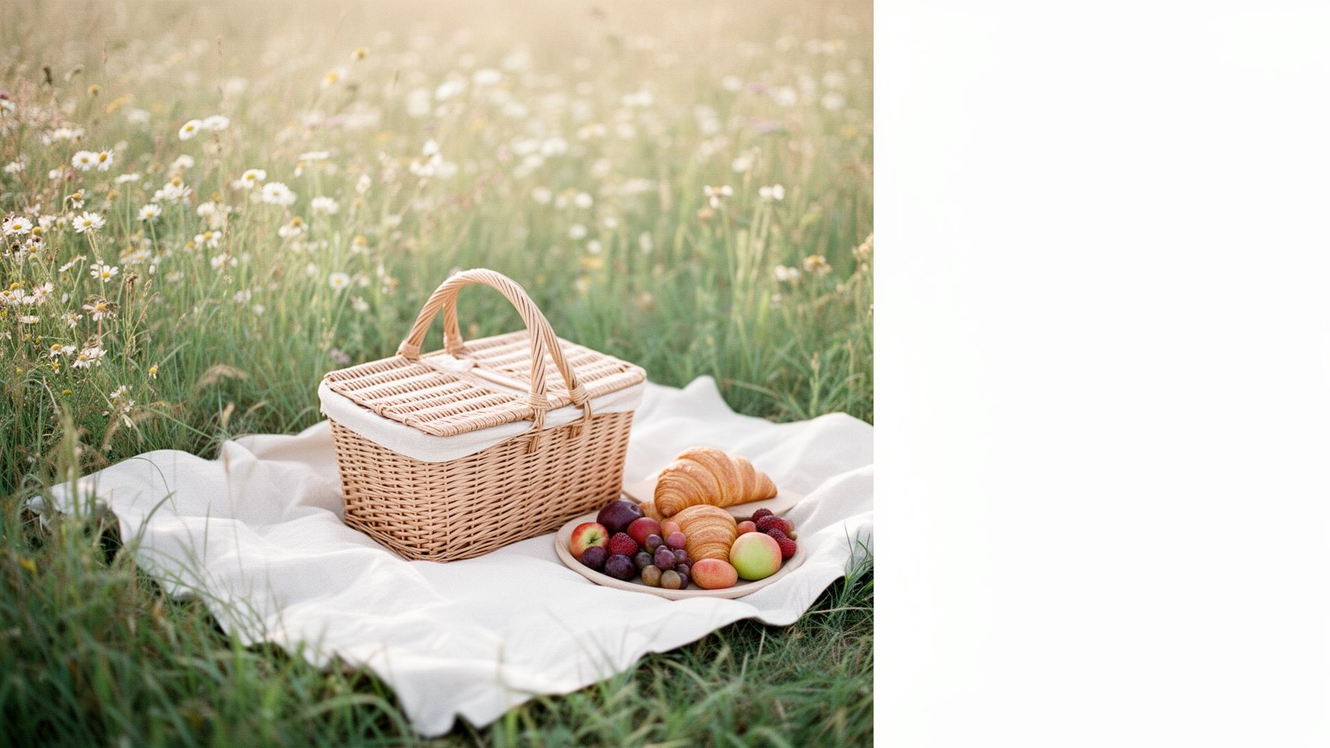 Picknickkorb auf einer Sommerwiese